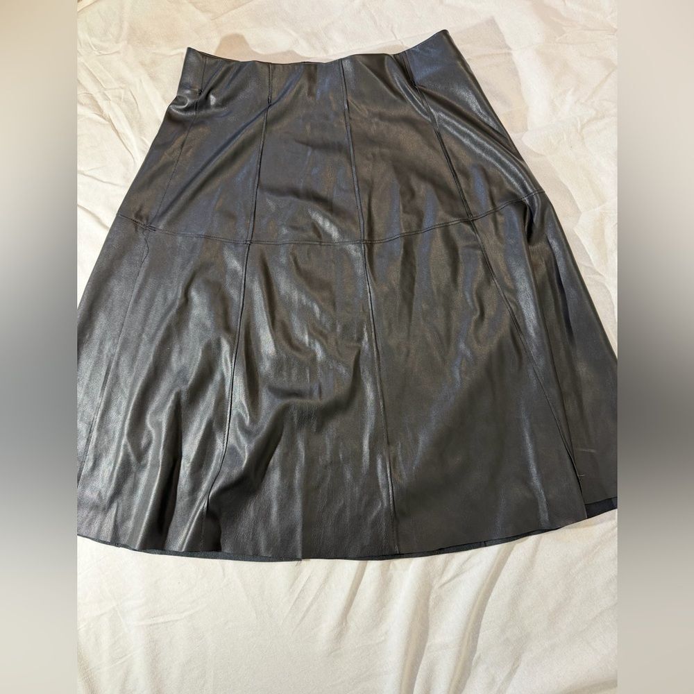 one 5 one Black Faux Leather A-Line Skirt